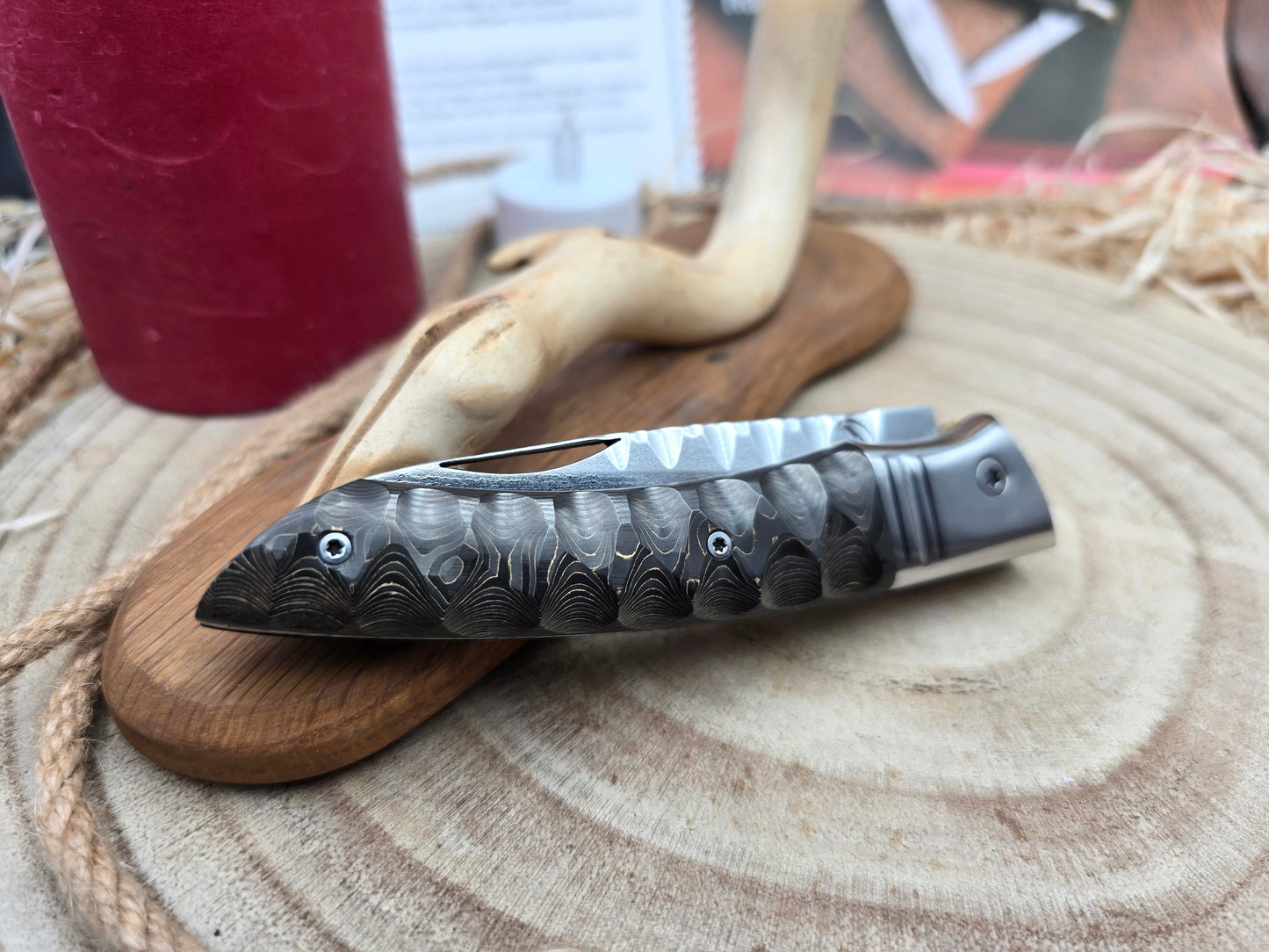 Toucan cran forcé, acier Damas